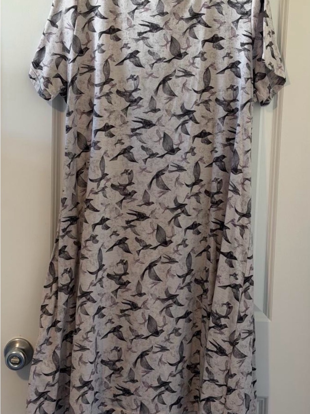 LuLaRoe Gray Bird-Print Midi Dress